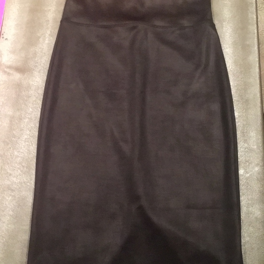 Bebe black coated pencil skirt with stretch waist